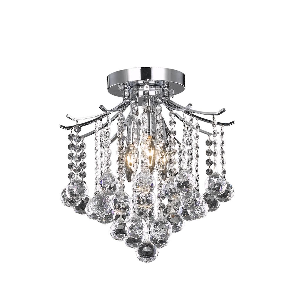Living District by Elegant Lighting LD8200F12C Amelia Collection Flush Mount D12in H12in Lt:3 Chrome Finish